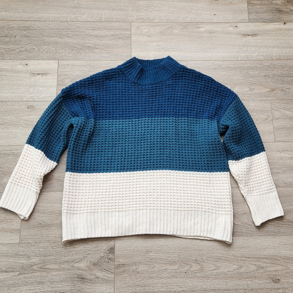 Gypsy Cloud Blue Sweater Womens 1x Colorblock Ombre Soft Nwt